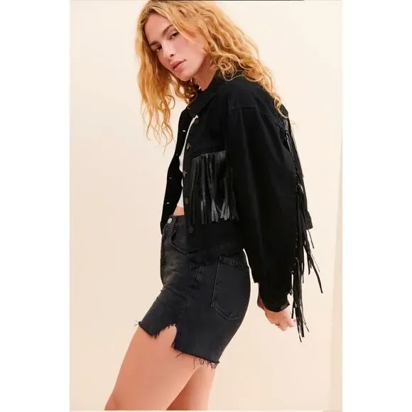 BLANKNYC for Anthropologie Battle Ship Fringe Jacket. Size 1X - Picture 3 of 10